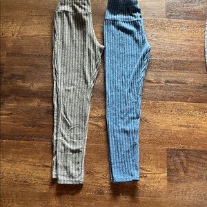 Ribbed Blue and Gray Leggings SOFT